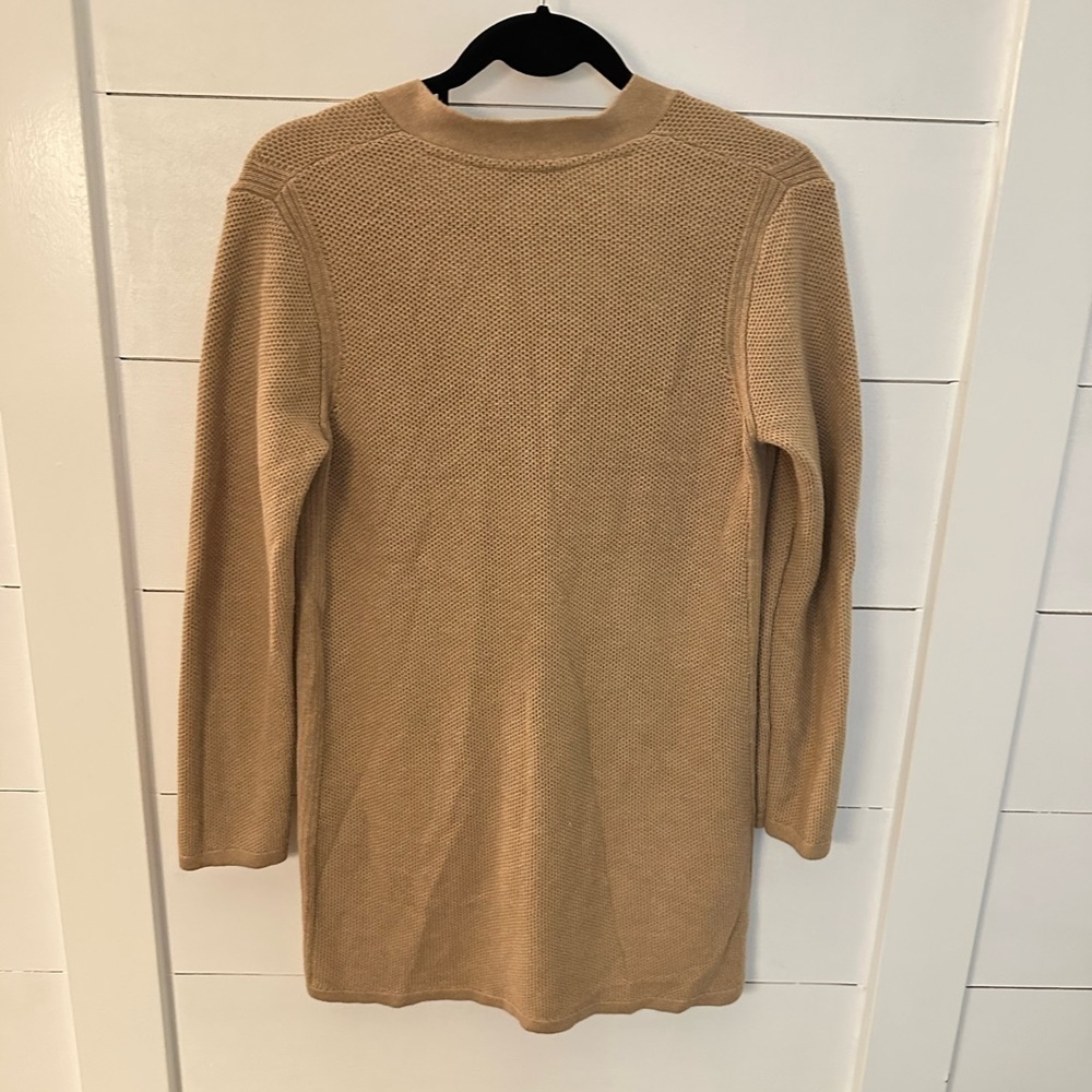 J JILL S Mixed textures tan cable knit classic sophisticated open cardigan - Picture 3 of 14